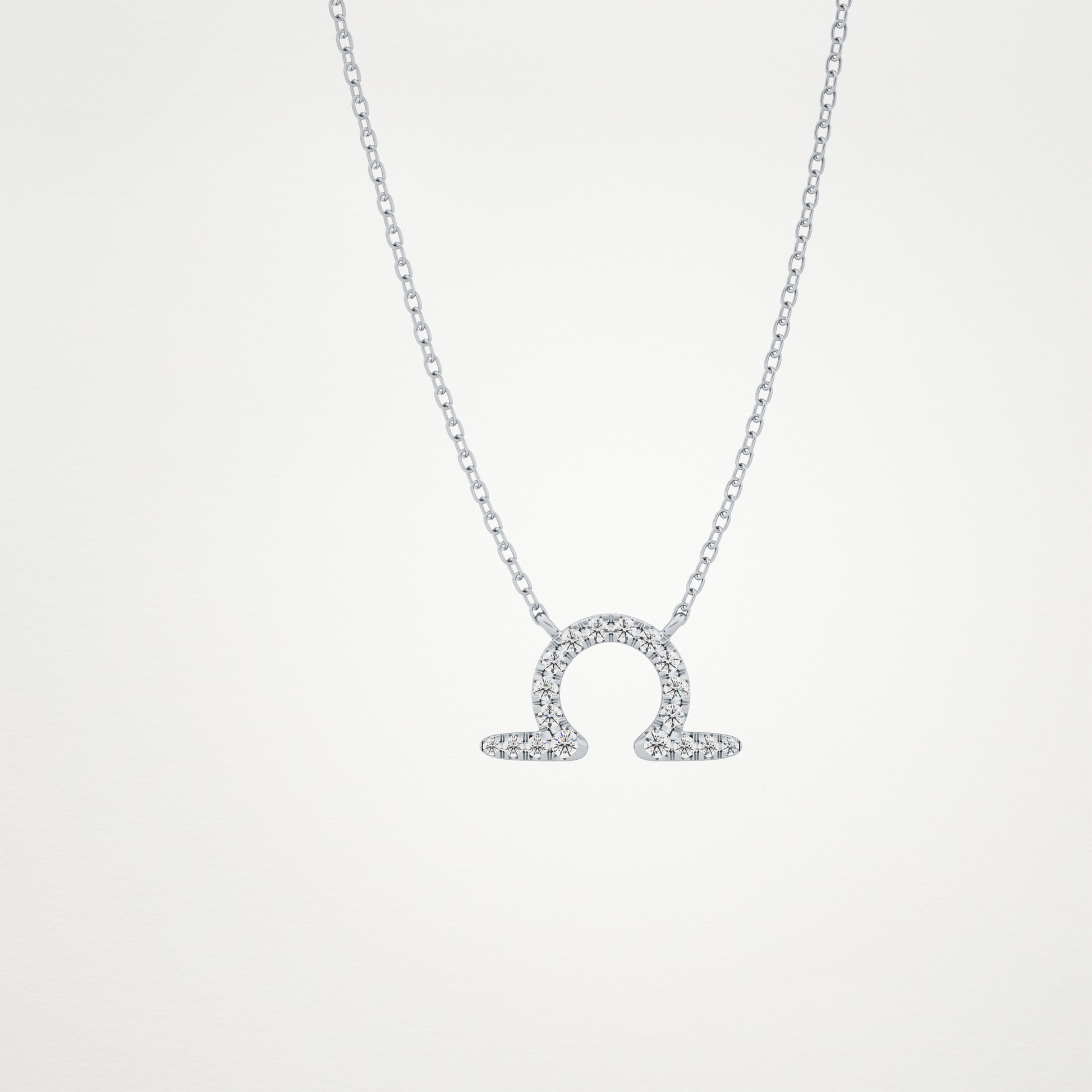 0.101 TCW Round Lab Grown Diamond Libra Zodiac Sign Necklace