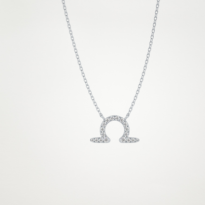0.101 TCW Round Lab Grown Diamond Libra Zodiac Sign Necklace