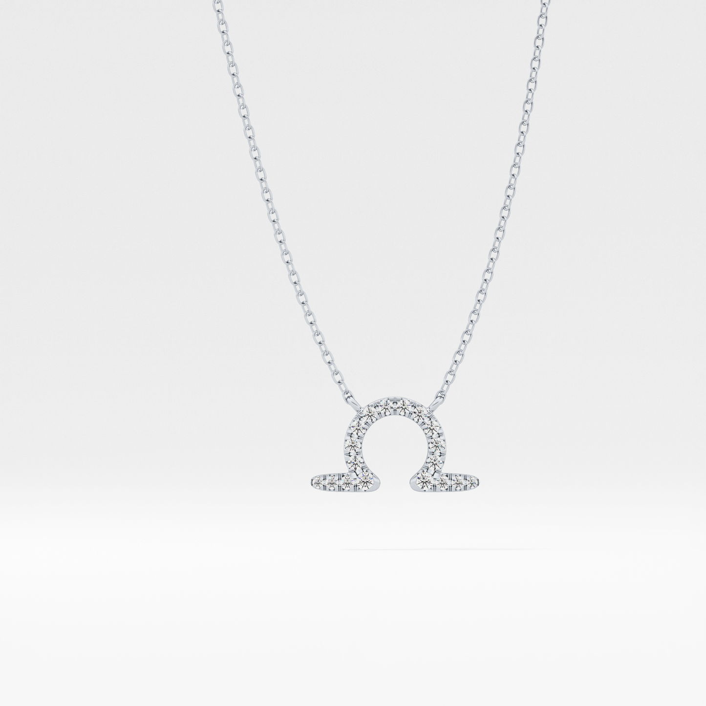 0.101 TCW Round Lab Grown Diamond Libra Zodiac Sign Necklace