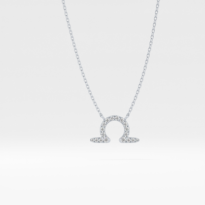0.101 TCW Round Lab Grown Diamond Libra Zodiac Sign Necklace