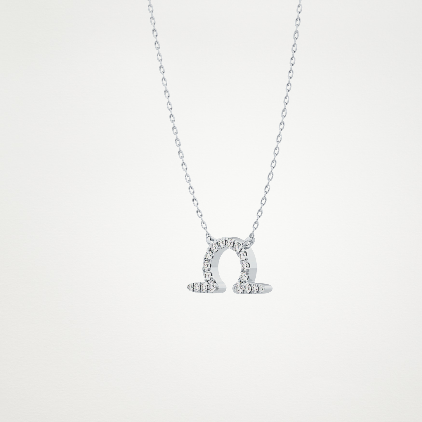 0.101 TCW Round Lab Grown Diamond Libra Zodiac Sign Necklace