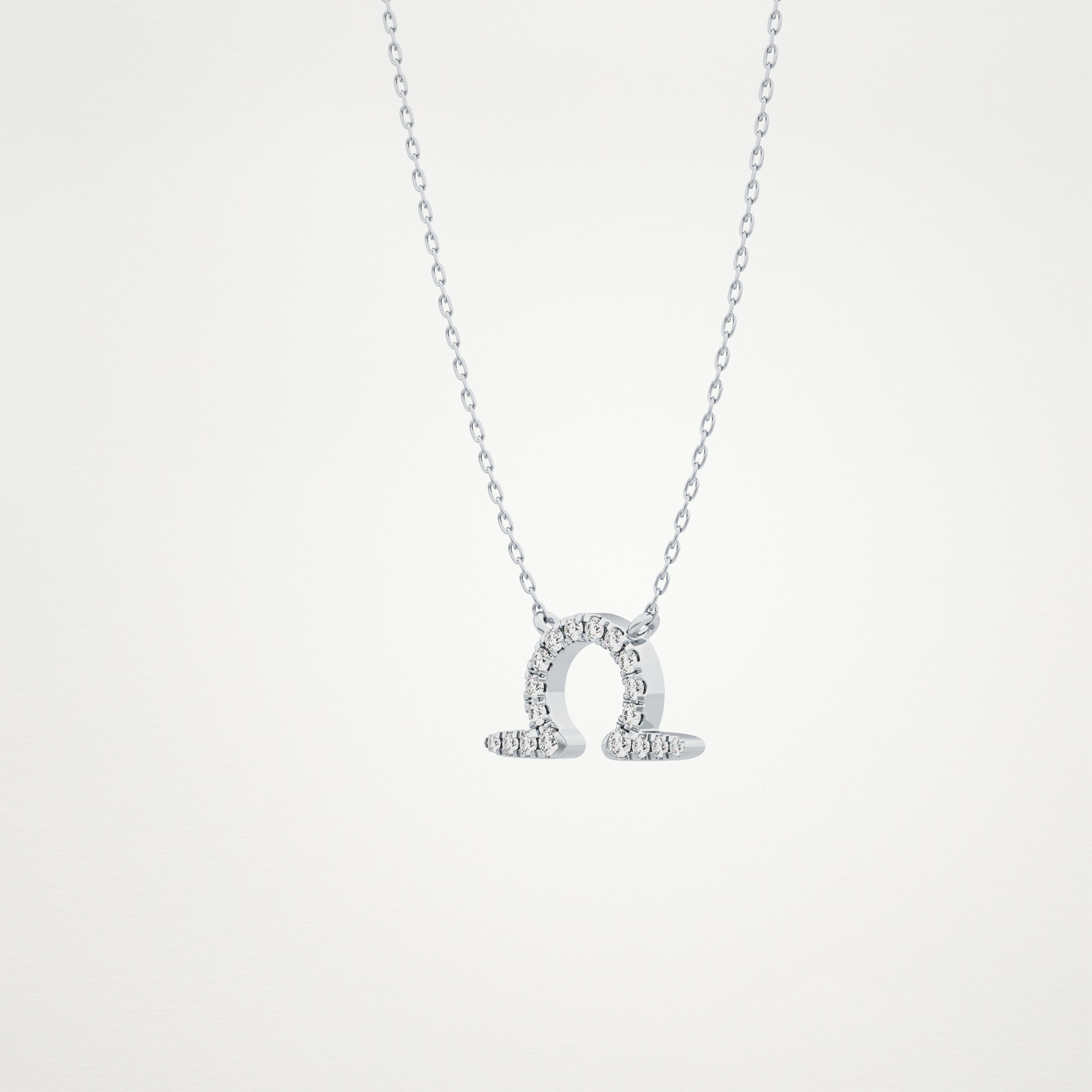 0.101 TCW Round Lab Grown Diamond Libra Zodiac Sign Necklace
