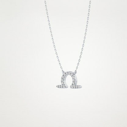 0.101 TCW Round Lab Grown Diamond Libra Zodiac Sign Necklace