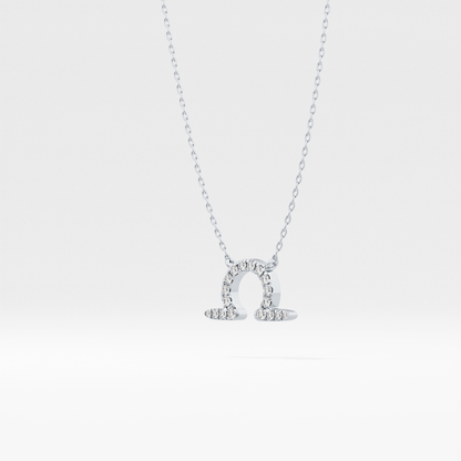0.101 TCW Round Lab Grown Diamond Libra Zodiac Sign Necklace