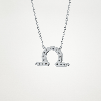 0.101 TCW Round Lab Grown Diamond Libra Zodiac Sign Necklace