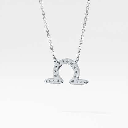 0.101 TCW Round Lab Grown Diamond Libra Zodiac Sign Necklace
