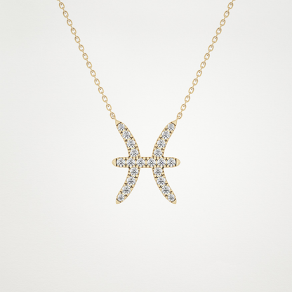 0.273 TCW Round Lab Grown Diamond Pisces Zodiac Sign Necklace