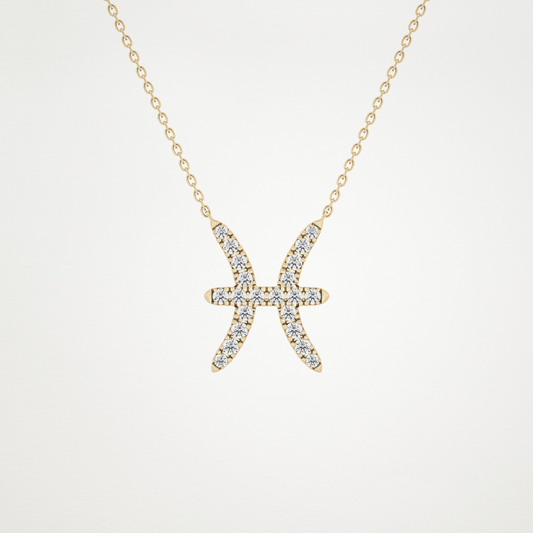 0.273 TCW Round Lab Grown Diamond Pisces Zodiac Sign Necklace