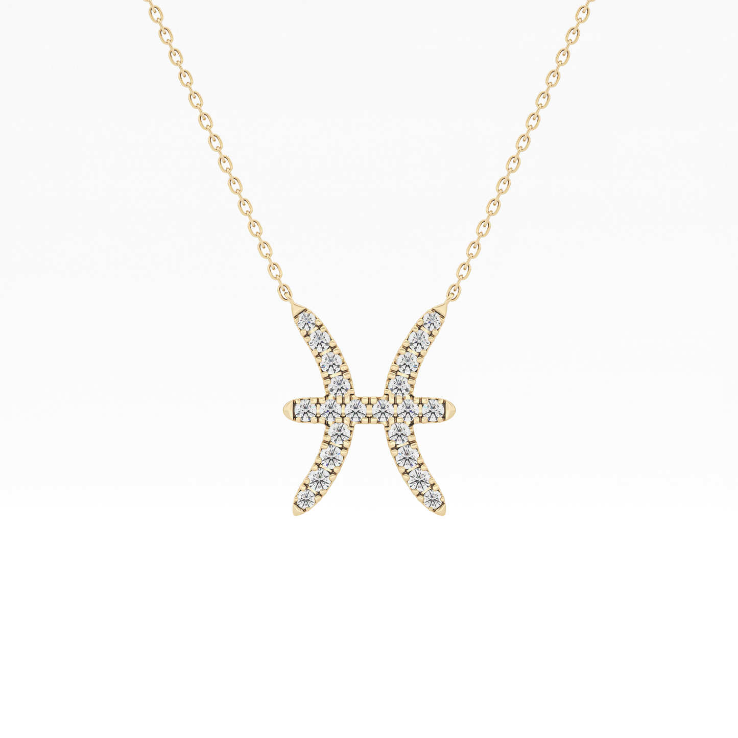 0.273 TCW Round Lab Grown Diamond Pisces Zodiac Sign Necklace