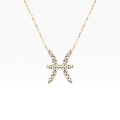 0.273 TCW Round Lab Grown Diamond Pisces Zodiac Sign Necklace