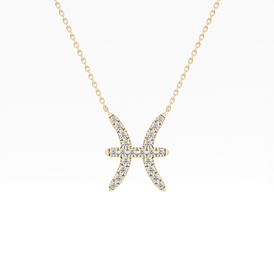 0.273 TCW Round Lab Grown Diamond Pisces Zodiac Sign Necklace