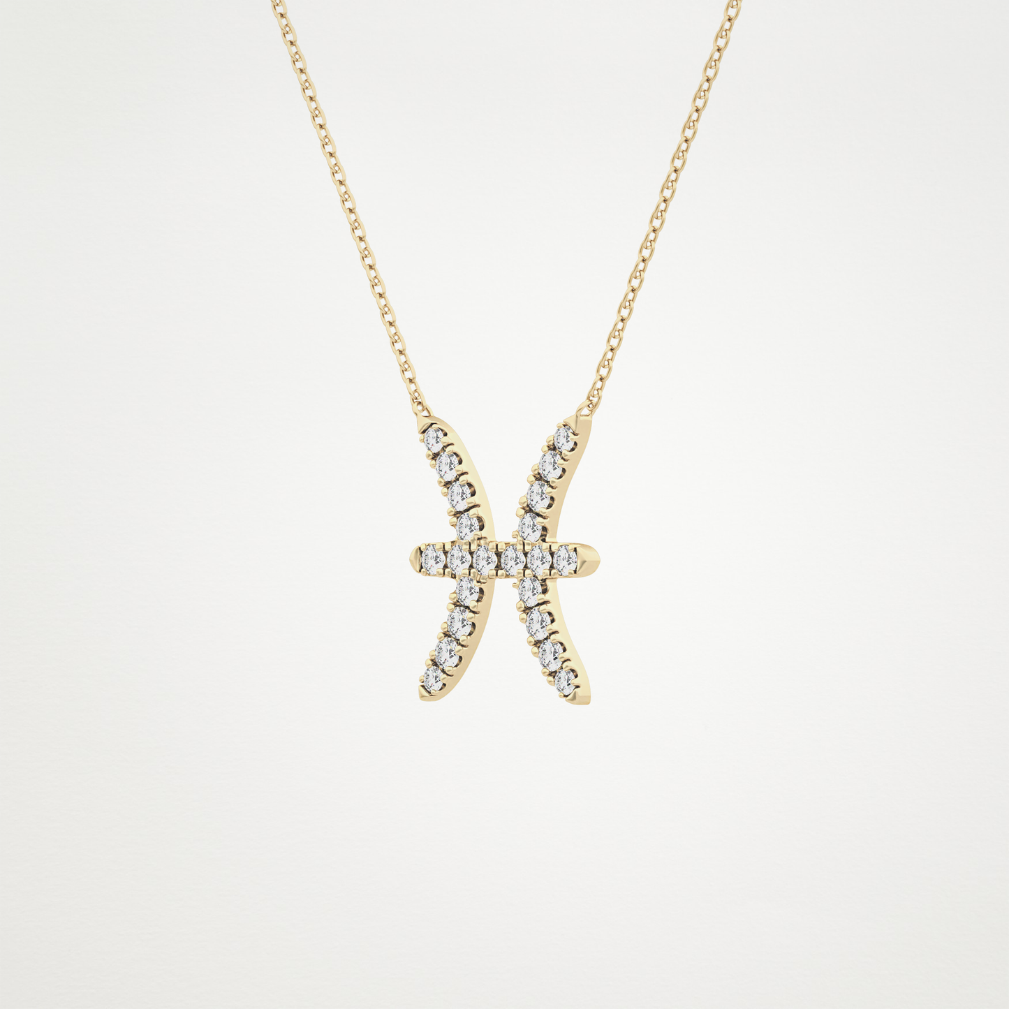 0.273 TCW Round Lab Grown Diamond Pisces Zodiac Sign Necklace