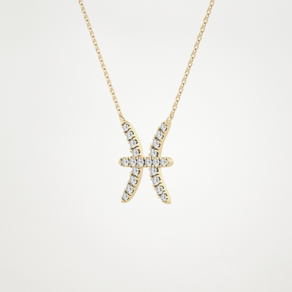 0.273 TCW Round Lab Grown Diamond Pisces Zodiac Sign Necklace