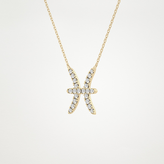 0.273 TCW Round Lab Grown Diamond Pisces Zodiac Sign Necklace