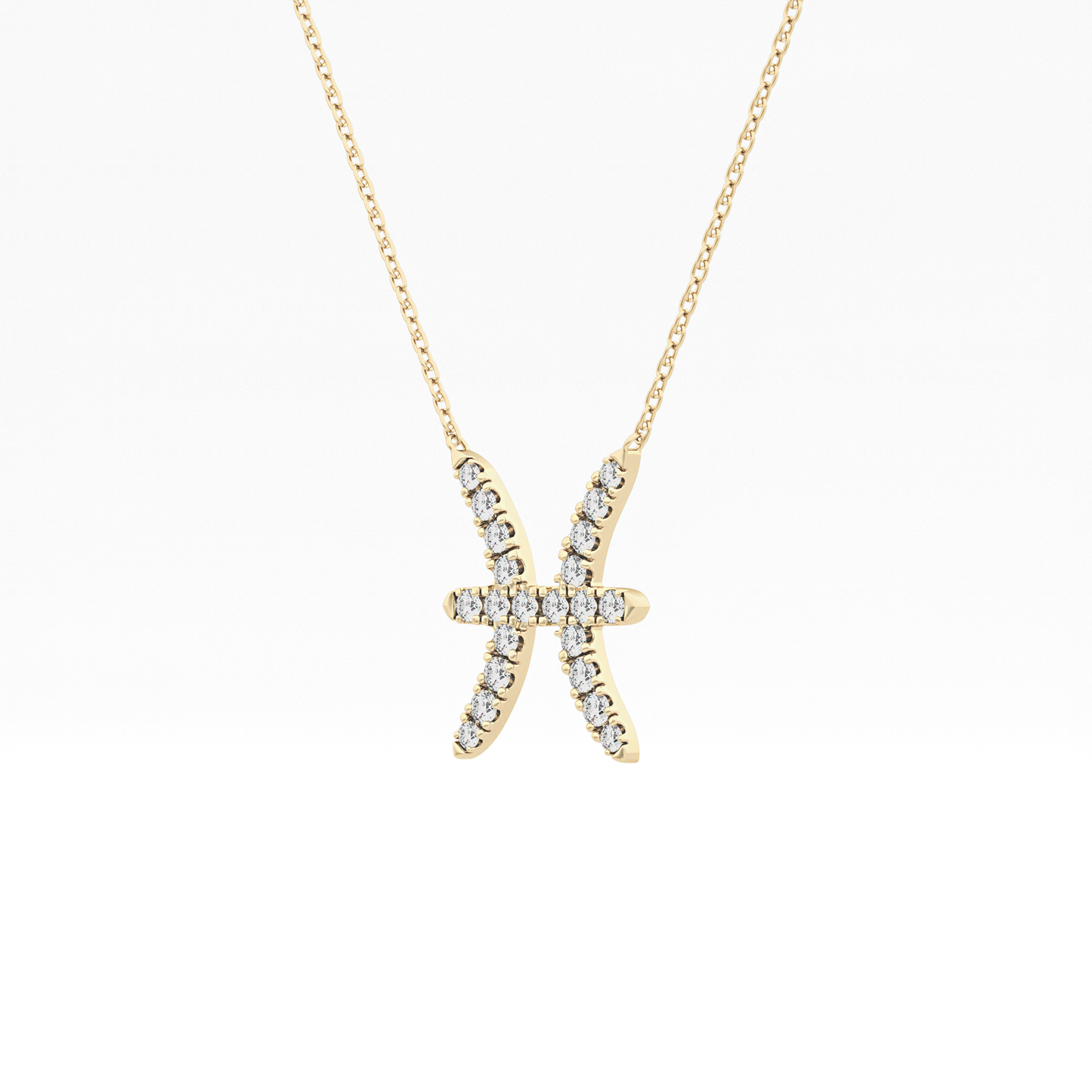 0.273 TCW Round Lab Grown Diamond Pisces Zodiac Sign Necklace