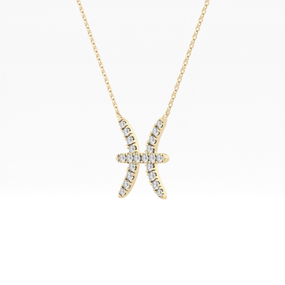 0.273 TCW Round Lab Grown Diamond Pisces Zodiac Sign Necklace
