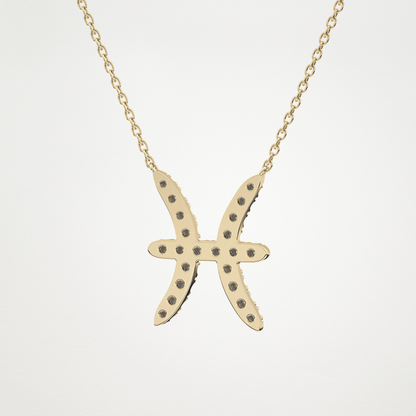 0.273 TCW Round Lab Grown Diamond Pisces Zodiac Sign Necklace