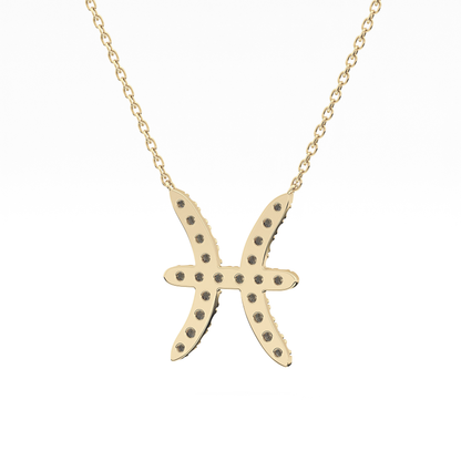 0.273 TCW Round Lab Grown Diamond Pisces Zodiac Sign Necklace
