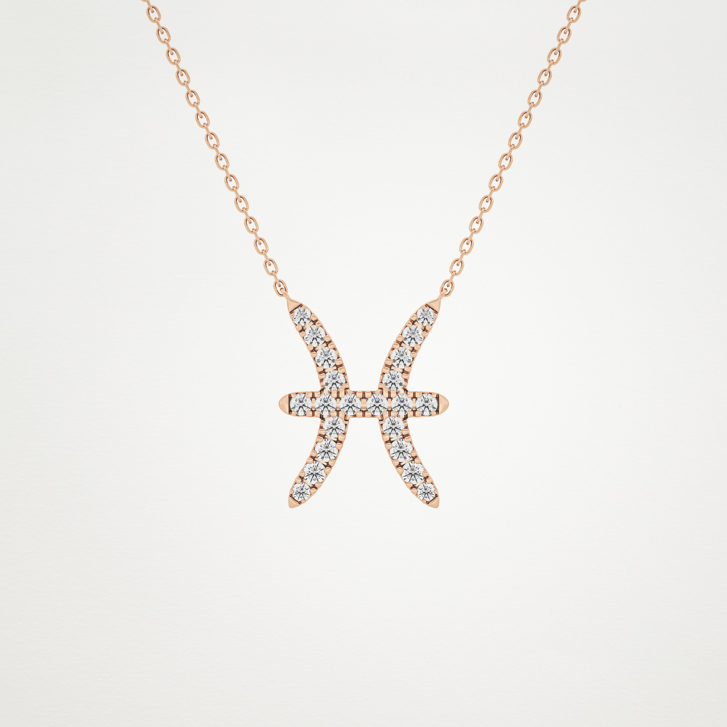 0.273 TCW Round Lab Grown Diamond Pisces Zodiac Sign Necklace