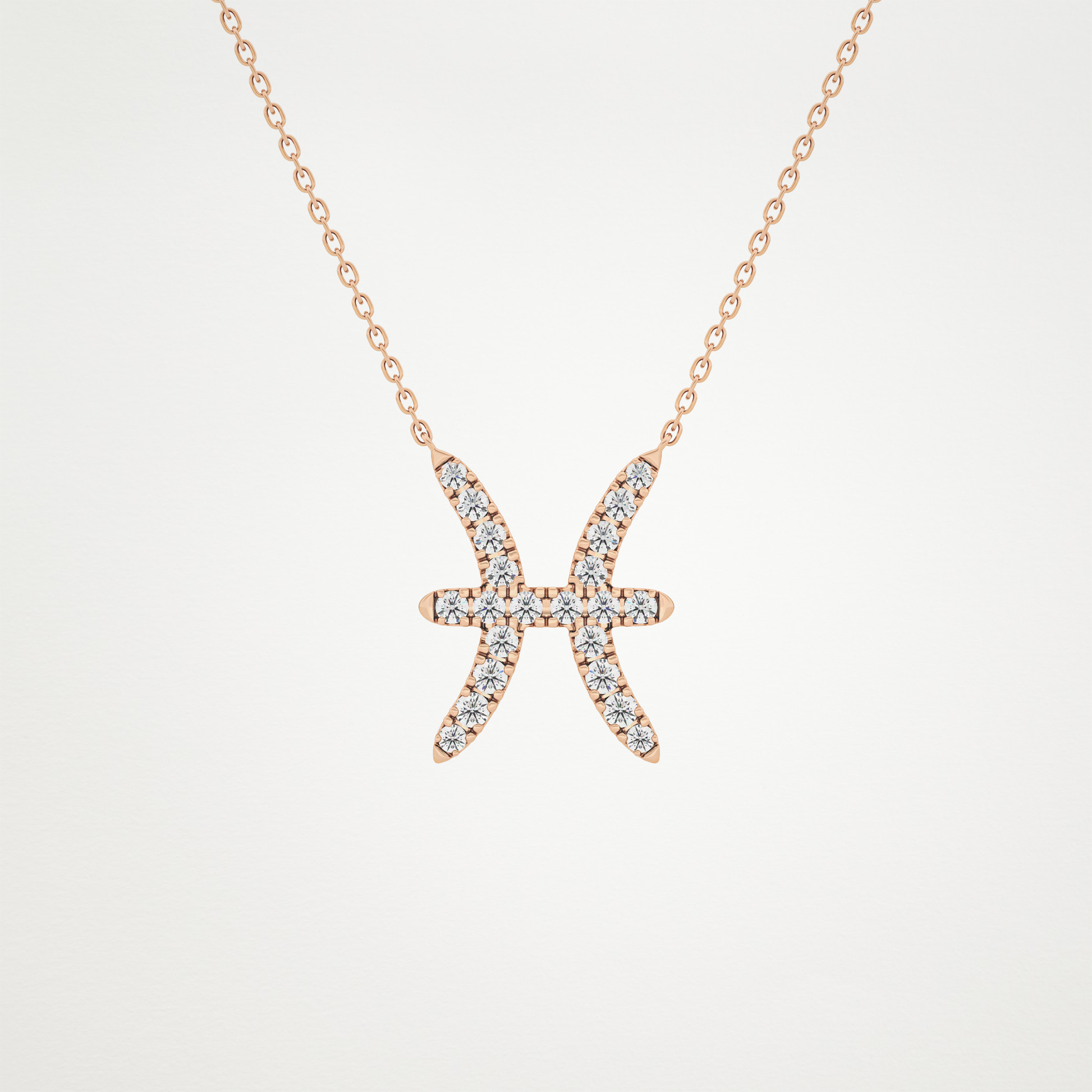 0.273 TCW Round Lab Grown Diamond Pisces Zodiac Sign Necklace