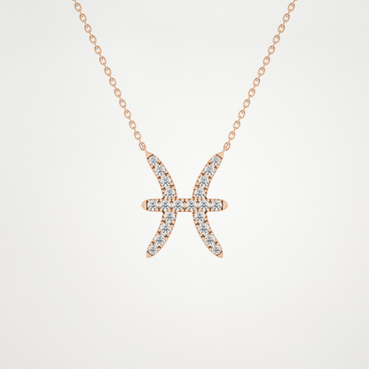 0.273 TCW Round Lab Grown Diamond Pisces Zodiac Sign Necklace