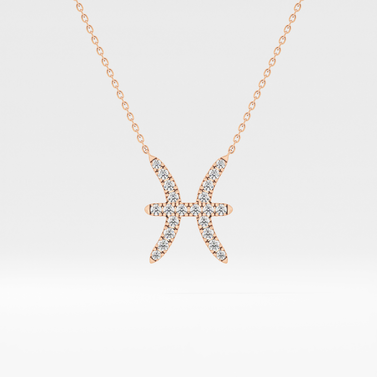 0.273 TCW Round Lab Grown Diamond Pisces Zodiac Sign Necklace