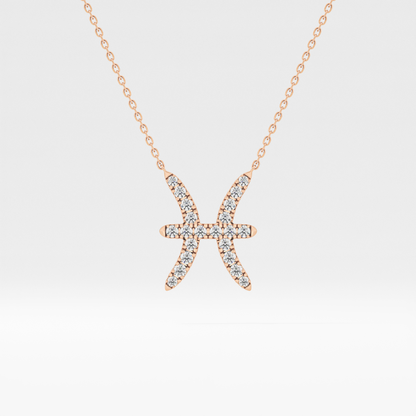 0.273 TCW Round Lab Grown Diamond Pisces Zodiac Sign Necklace