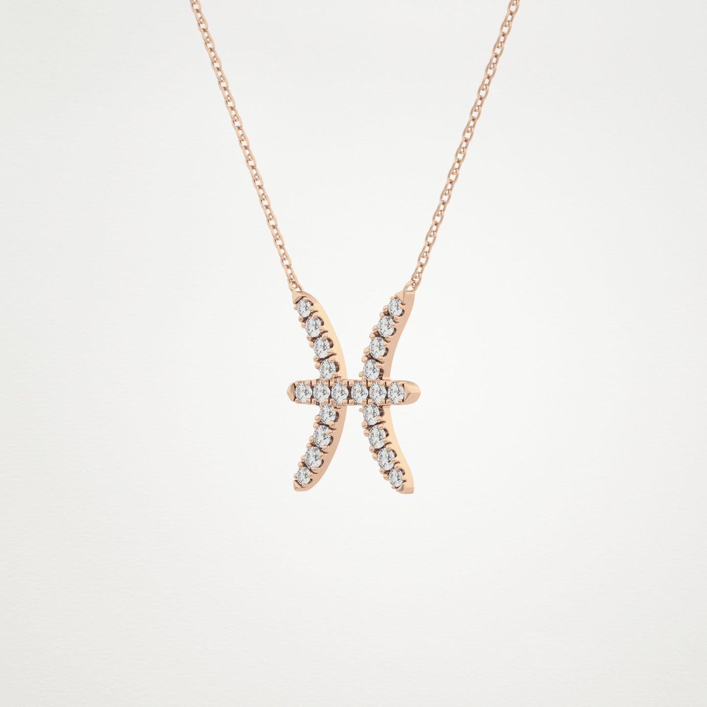 0.273 TCW Round Lab Grown Diamond Pisces Zodiac Sign Necklace