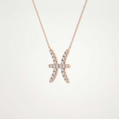 0.273 TCW Round Lab Grown Diamond Pisces Zodiac Sign Necklace