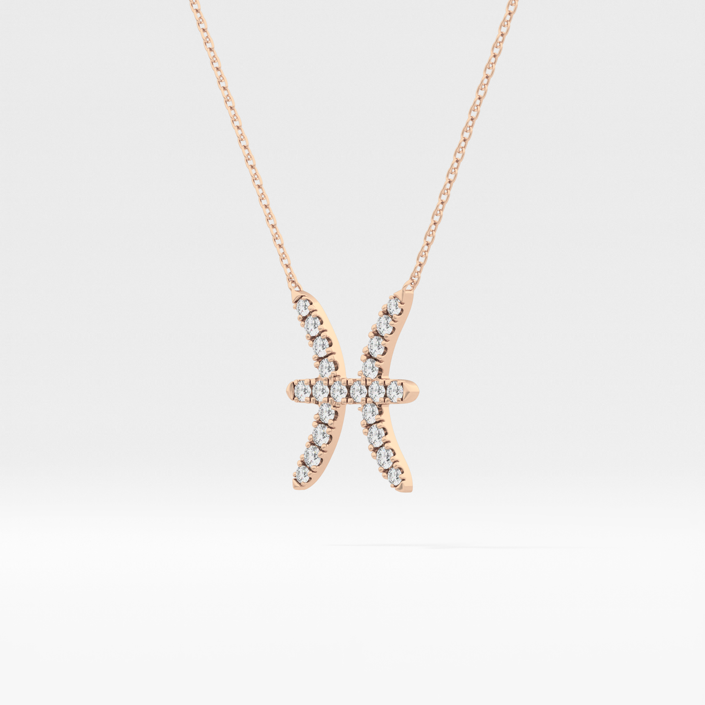 0.273 TCW Round Lab Grown Diamond Pisces Zodiac Sign Necklace