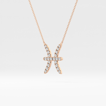 0.273 TCW Round Lab Grown Diamond Pisces Zodiac Sign Necklace