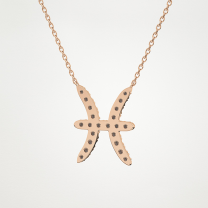 0.273 TCW Round Lab Grown Diamond Pisces Zodiac Sign Necklace