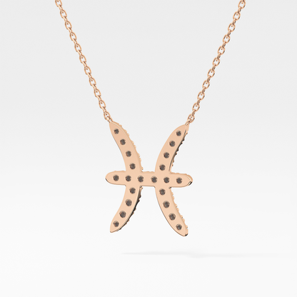 0.273 TCW Round Lab Grown Diamond Pisces Zodiac Sign Necklace