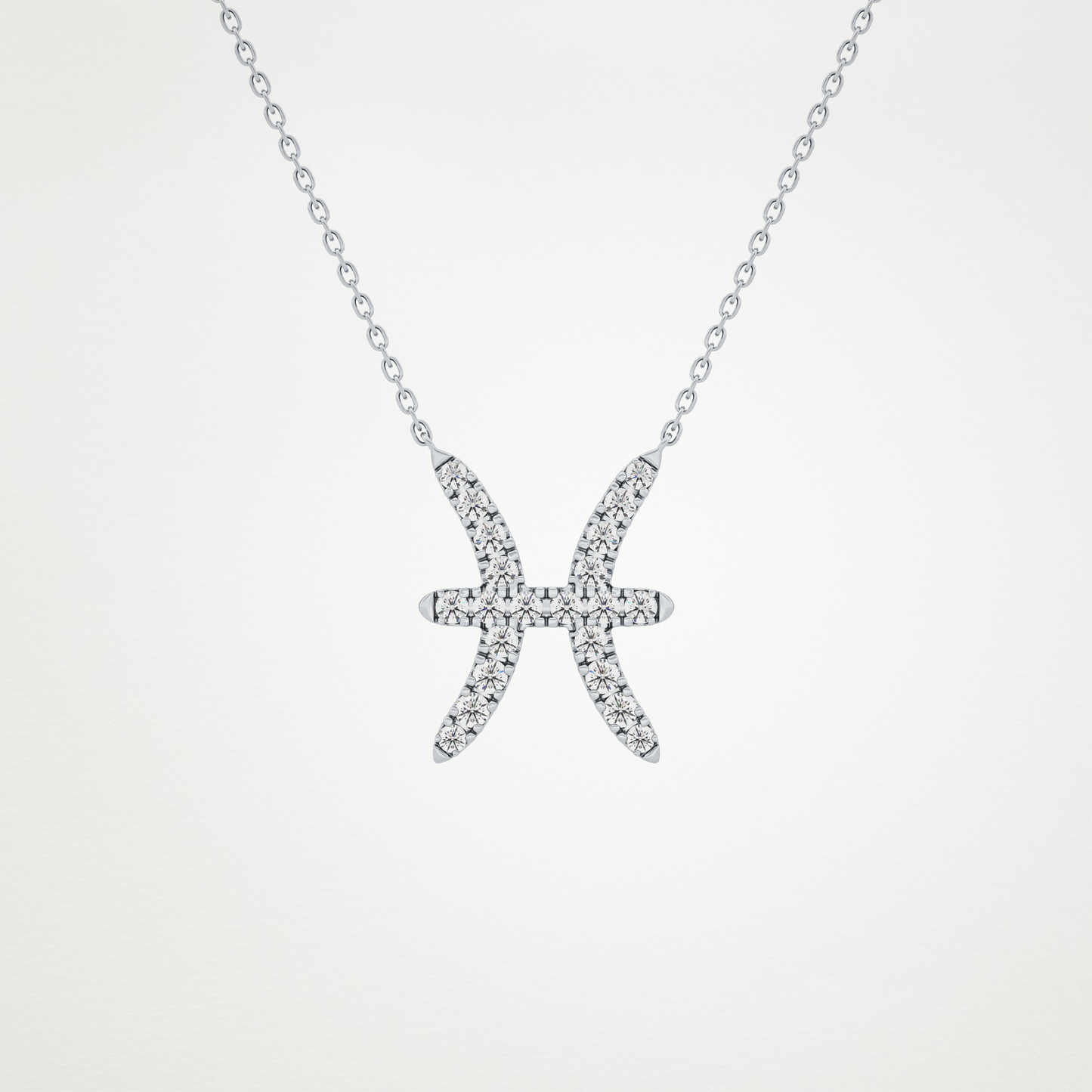 0.273 TCW Round Lab Grown Diamond Pisces Zodiac Sign Necklace