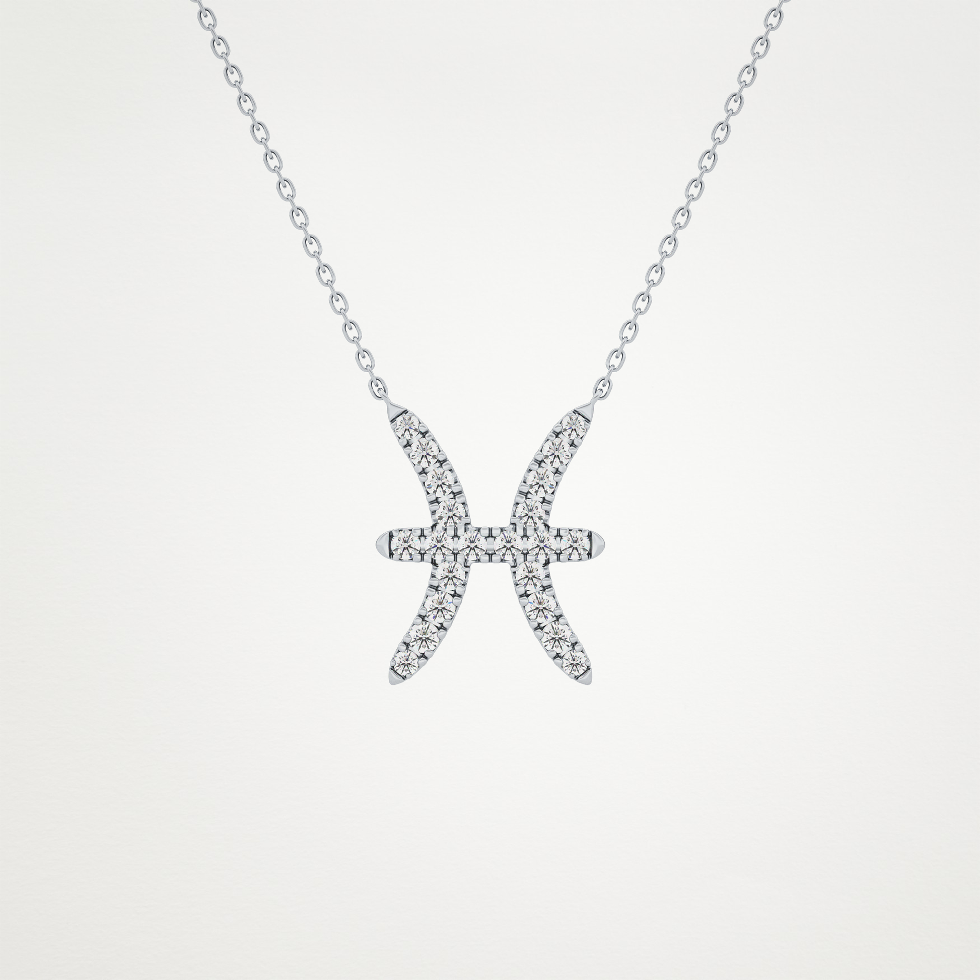 0.273 TCW Round Lab Grown Diamond Pisces Zodiac Sign Necklace