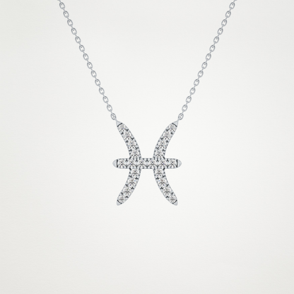 0.273 TCW Round Lab Grown Diamond Pisces Zodiac Sign Necklace