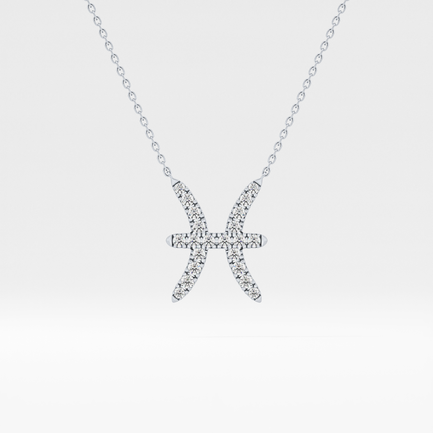0.273 TCW Round Lab Grown Diamond Pisces Zodiac Sign Necklace