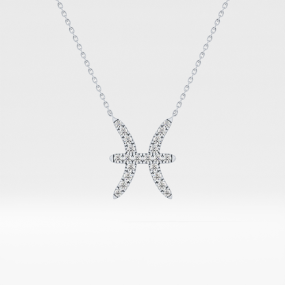 0.273 TCW Round Lab Grown Diamond Pisces Zodiac Sign Necklace