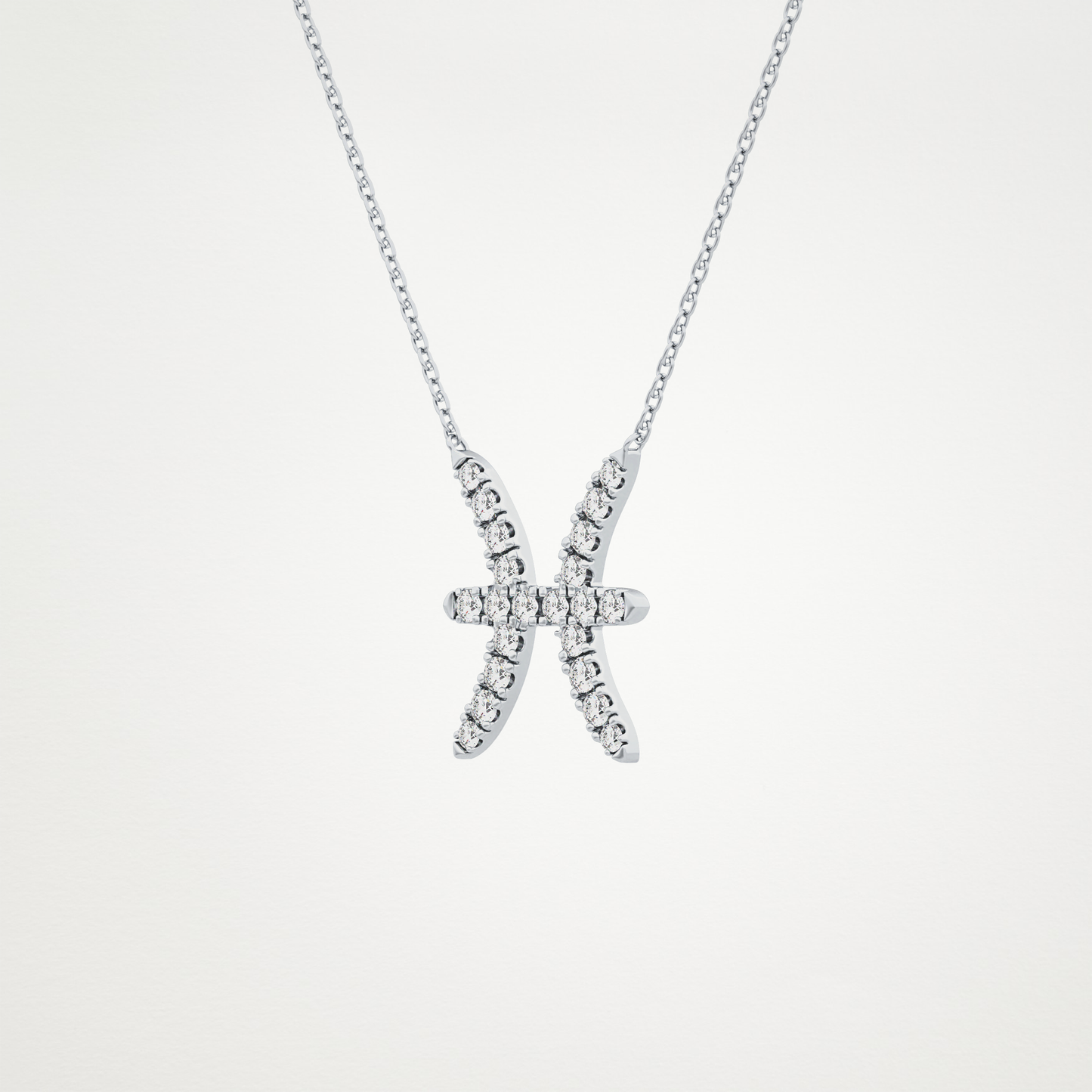 0.273 TCW Round Lab Grown Diamond Pisces Zodiac Sign Necklace