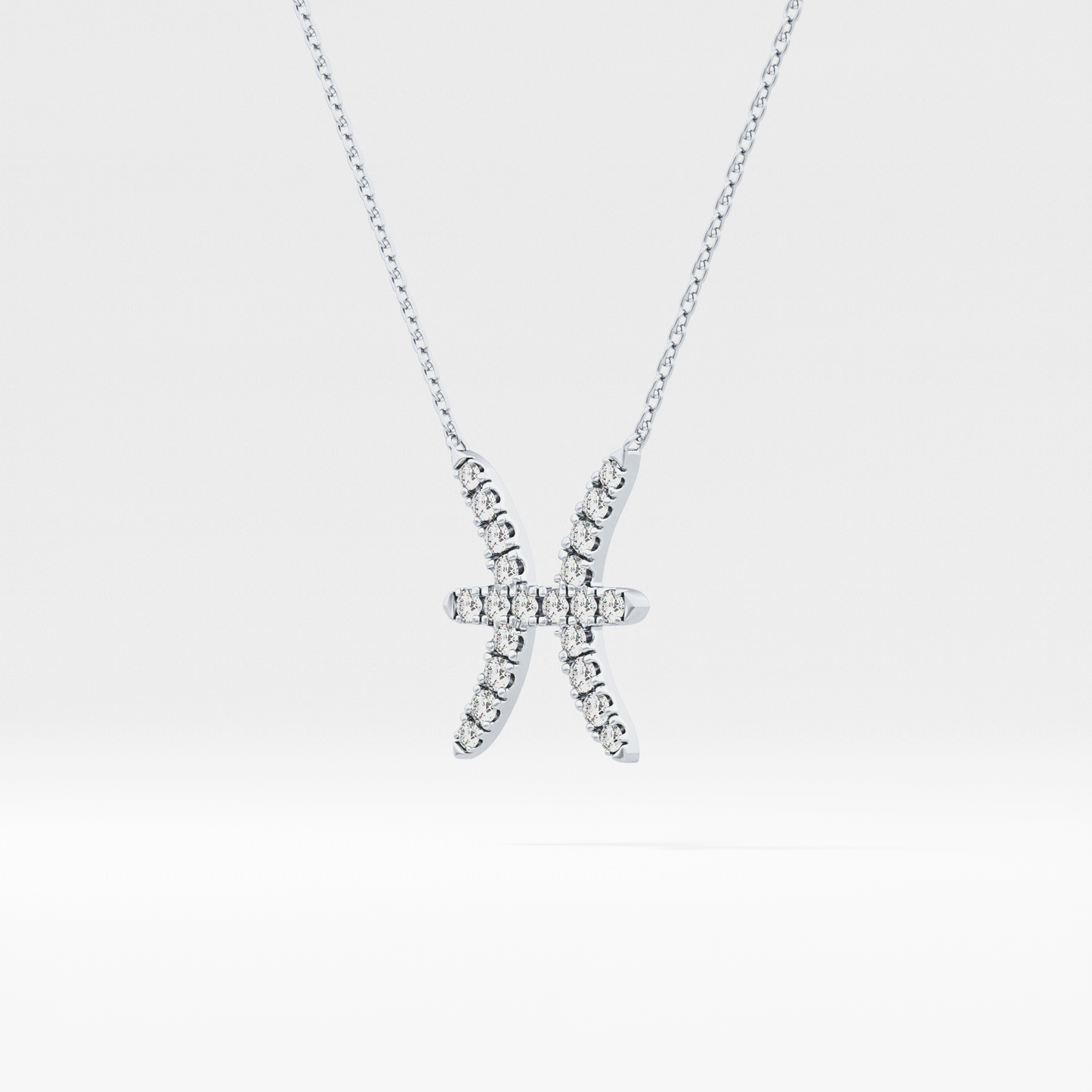 0.273 TCW Round Lab Grown Diamond Pisces Zodiac Sign Necklace