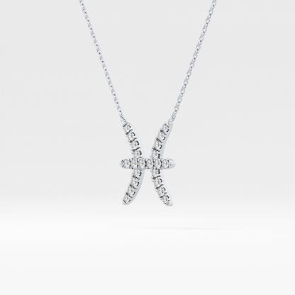 0.273 TCW Round Lab Grown Diamond Pisces Zodiac Sign Necklace