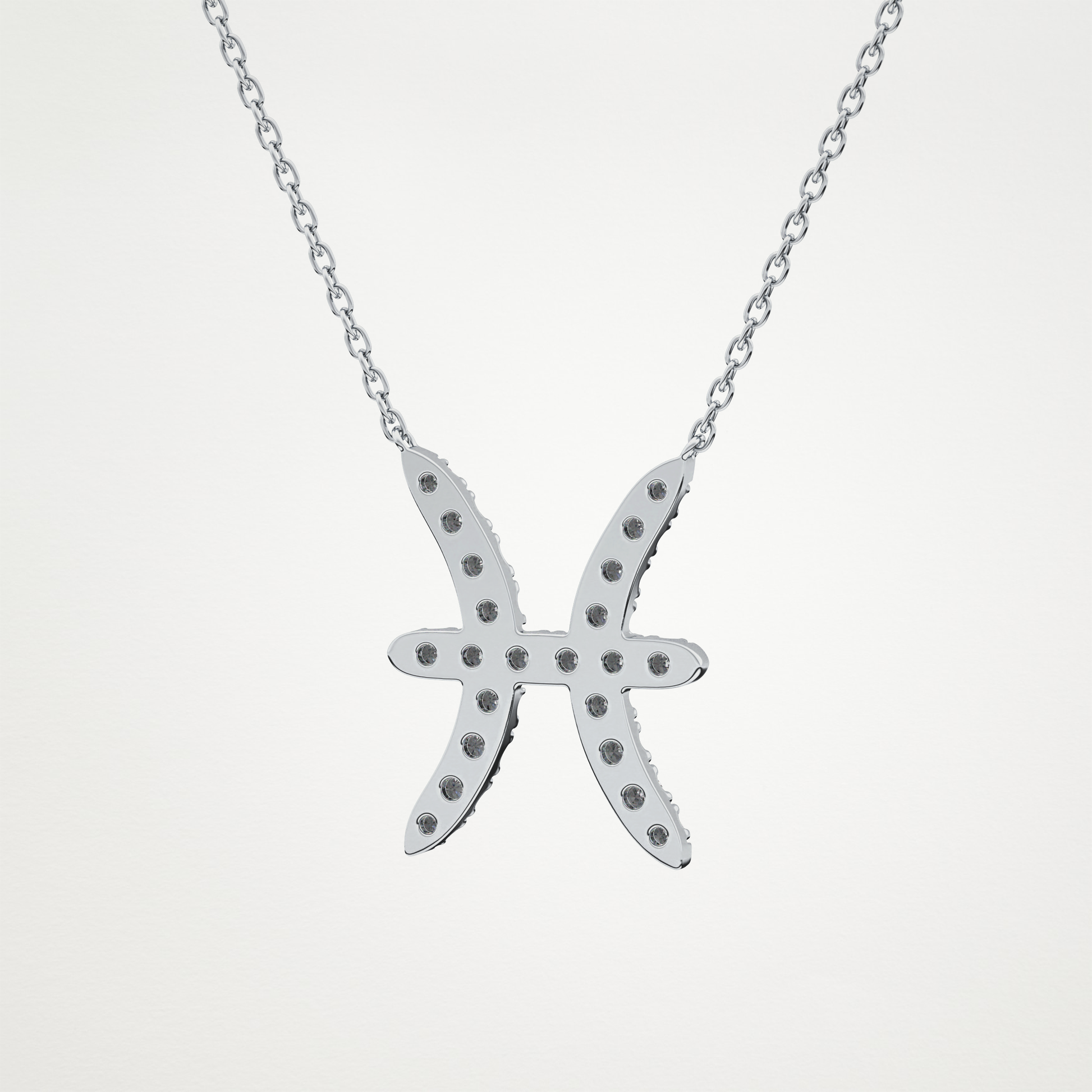0.273 TCW Round Lab Grown Diamond Pisces Zodiac Sign Necklace