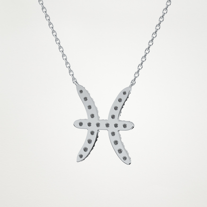 0.273 TCW Round Lab Grown Diamond Pisces Zodiac Sign Necklace
