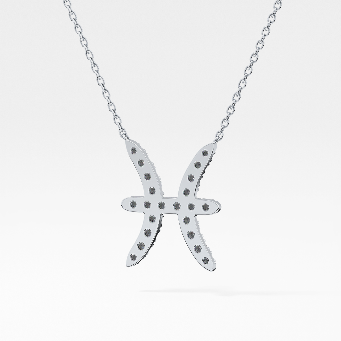 0.273 TCW Round Lab Grown Diamond Pisces Zodiac Sign Necklace