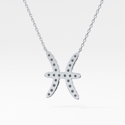 0.273 TCW Round Lab Grown Diamond Pisces Zodiac Sign Necklace