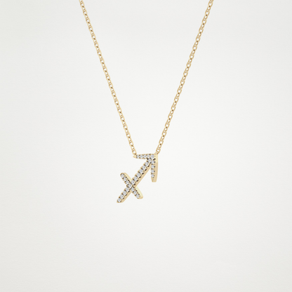 0.042 TCW Round Lab Grown Diamond Sagittarius Zodiac Sign Necklace