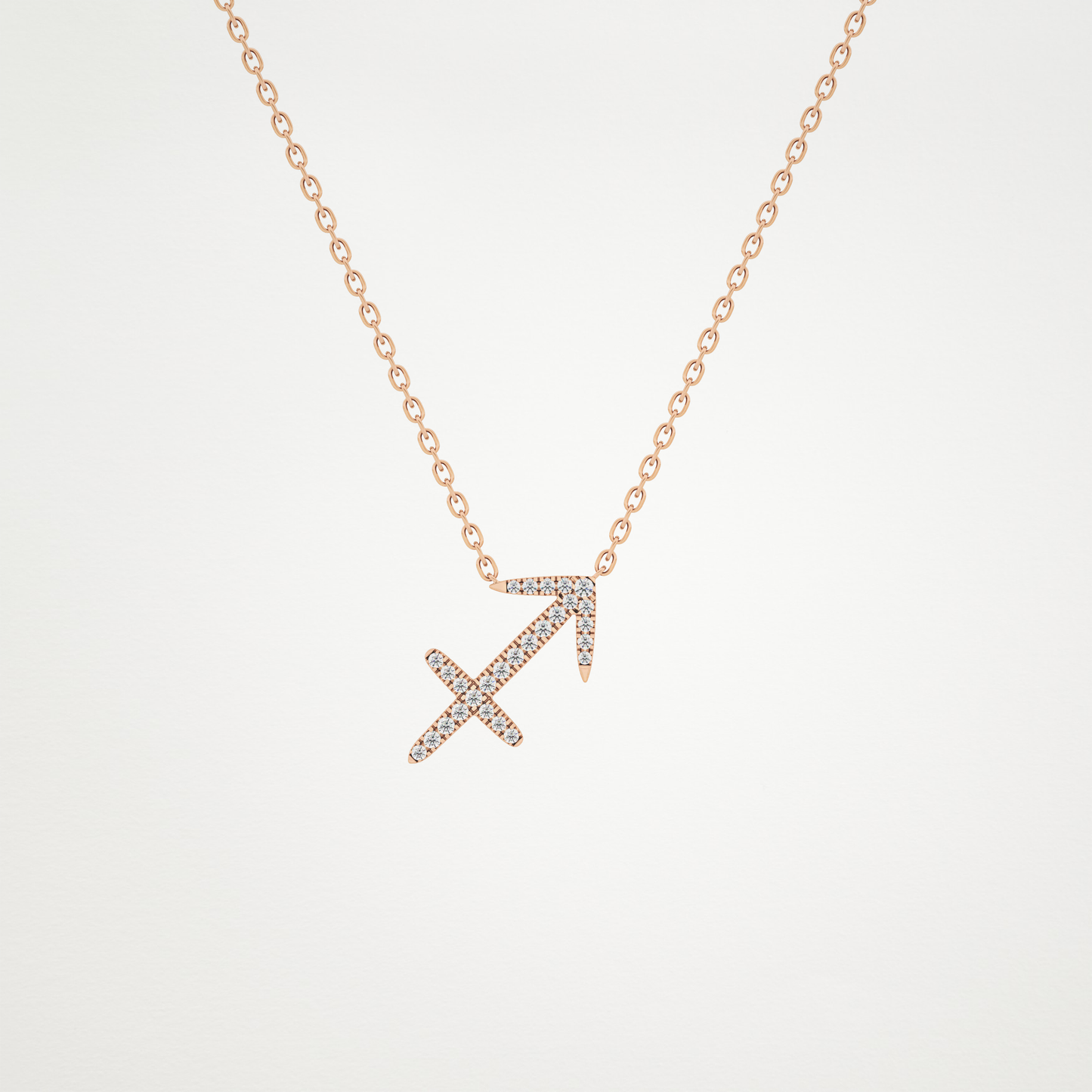 0.042 TCW Round Lab Grown Diamond Sagittarius Zodiac Sign Necklace
