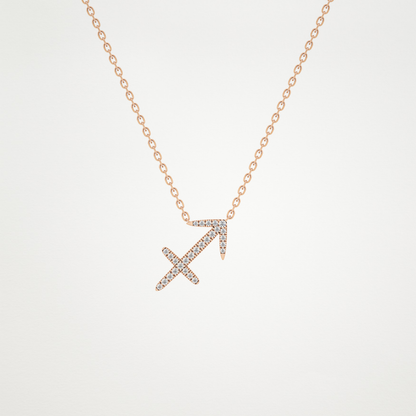 0.042 TCW Round Lab Grown Diamond Sagittarius Zodiac Sign Necklace