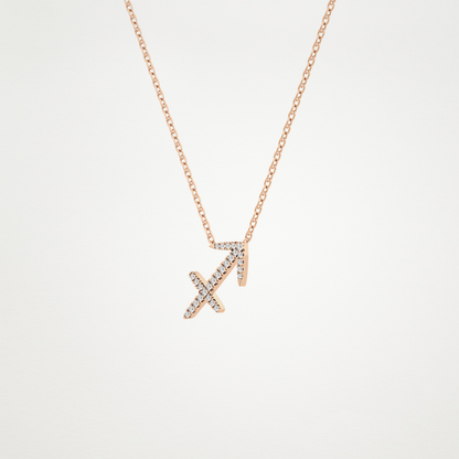 0.042 TCW Round Lab Grown Diamond Sagittarius Zodiac Sign Necklace