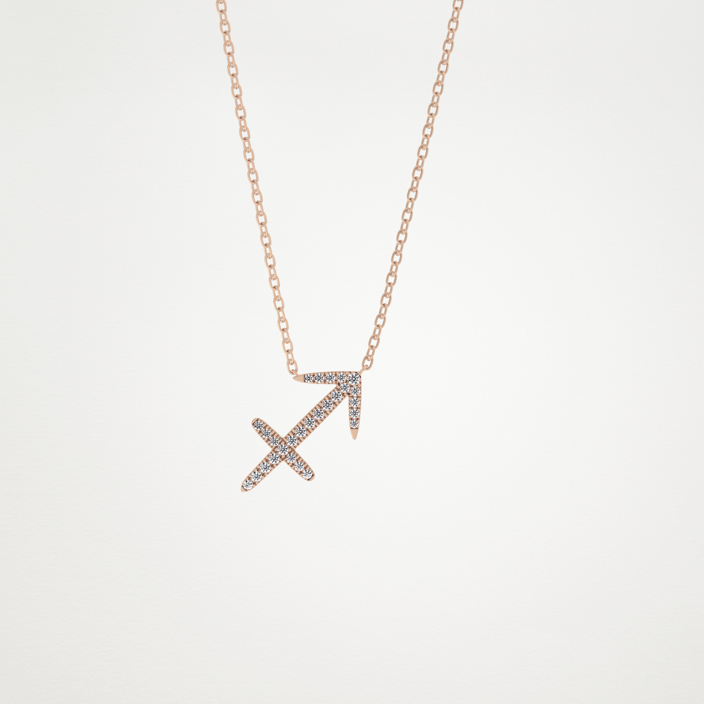 0.042 TCW Round Lab Grown Diamond Sagittarius Zodiac Sign Necklace